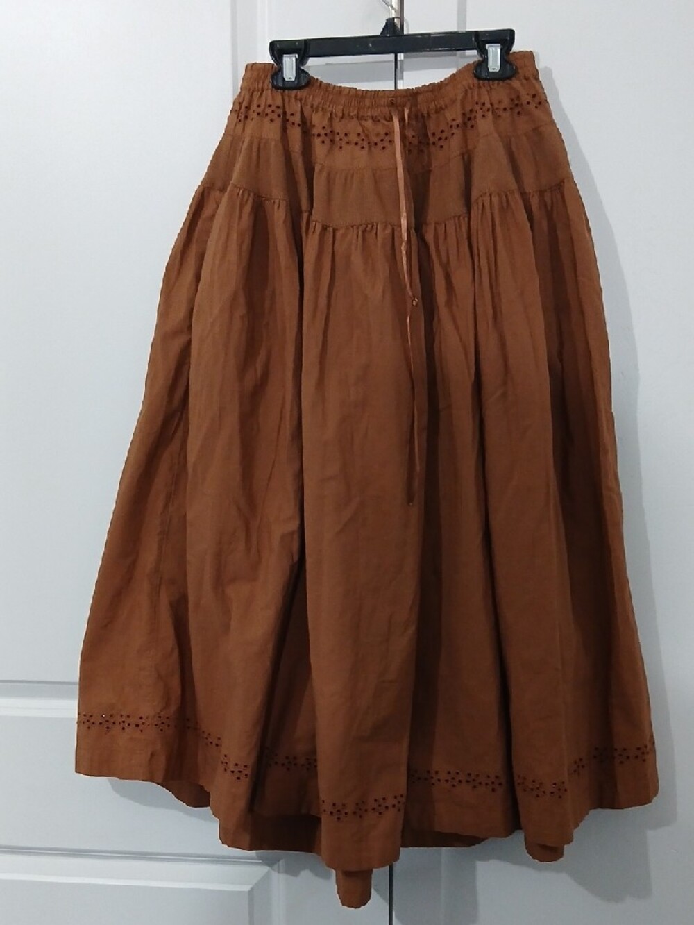 Free People Rust-Brown A-Line Midi Skirt